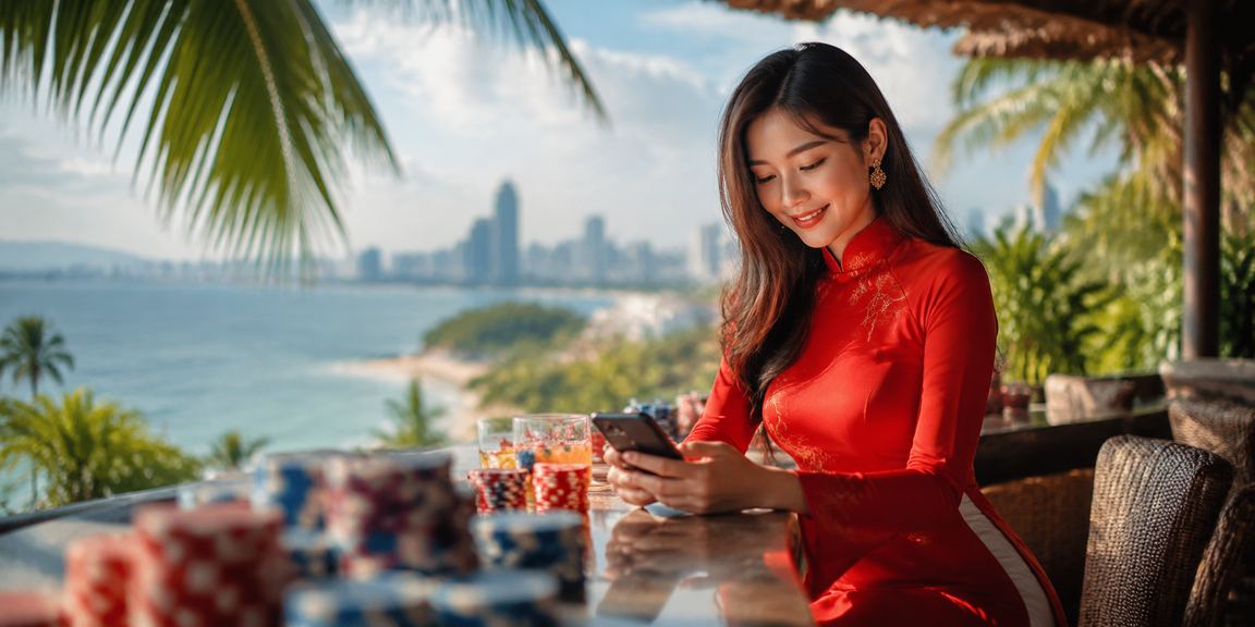 Người chơi Việt Nam sử dụng em7 trên thiết bị di động ở quán cà phê